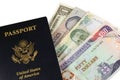 Passport with Money Royalty Free Stock Photo