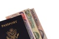 Passport with Money Royalty Free Stock Photo