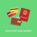 Passport and Money Poster Vector Illustration