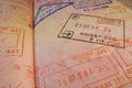 Passport page with Roissy-CDG French immigration control stamp. Royalty Free Stock Photo