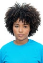 Passport photo of serious african american young adult woman Royalty Free Stock Photo