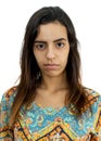 Passport photo of serious egyptian female young adult