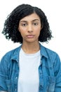 Passport photo of a serious mexican young adult woman Royalty Free Stock Photo