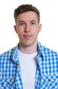 Passport picture of a guy in a checked shirt Royalty Free Stock Photo