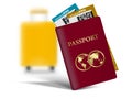 Passport With Plane Tickets. Vacation ID Document