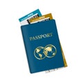 Passport With Plane Tickets. Vacation ID Document