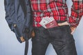 passport showing in back pocket of jeans Royalty Free Stock Photo