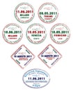 Stylised Vector Passport Stamps Royalty Free Stock Photo