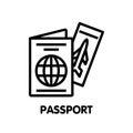 Passport and ticket outline icon design illustration on white background Royalty Free Stock Photo