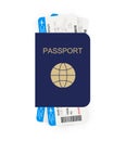 Passport with tickets. Concept icons travel. International document