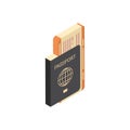 Passport With Tickets Icon Isometric Isolated Travel Concept