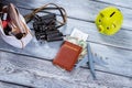 Passport and a toy plane. Royalty Free Stock Photo