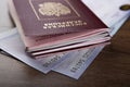 Passport in the train tickets Royalty Free Stock Photo