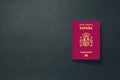 Spain Passport on dark background with copy space - 3D Illustration