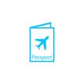 Passport travels icon flat