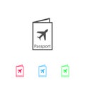 Passport travels icon flat