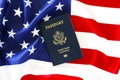 Passport of the US citizen. Identification document over bright background Royalty Free Stock Photo