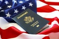 Passport of the US citizen. Identification document over bright background Royalty Free Stock Photo