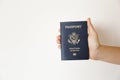 Passport of the US citizen. Identification document over bright background Royalty Free Stock Photo