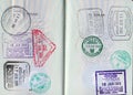 Passport with various stamps
