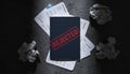 Passport on visa application form with rejected stamp Royalty Free Stock Photo