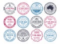 Passport visa stamps, airport immigration control vector Royalty Free Stock Photo