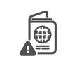 Passport warning icon. Attention triangle sign. Vector