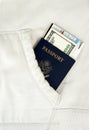 Passport in white pocket