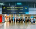 Passsengers at departure Hall of Lisbon international airport, the largest in the country Royalty Free Stock Photo