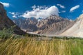 Passu cathedral mountain peak in summer season, Karakoram mountains range in Gilgit Baltistan, Pakistan Royalty Free Stock Photo