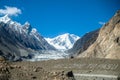 Passu glacier with text `Welcome to PASU`, Passu Royalty Free Stock Photo