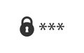 Password black icon in flat style. Secure code button. Vector for website, app, and ui design