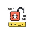 Password cracking line icon. Isolated vector element. Royalty Free Stock Photo