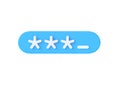 Password 3d render icon - code field, simple privacy illustration and blue secure login label