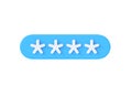 Password 3d render icon - code field, simple privacy illustration and blue secure login label