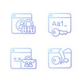 Password encryption gradient linear vector icons set Royalty Free Stock Photo