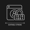 Password encryption white linear icon for dark theme