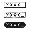 Password entry icon. Asterisk filled field. Secure login form. Vector interface element.