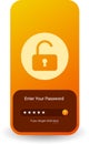 Password Entry Interface With Unlock Icon And Gradient Background Design