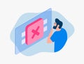 Password Error: Cybersecurity and Account Protection Concept. Man Facing Login Issue with Forgotten Password or Security