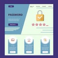 Password flat landing page website template. ID pass, cloud transfer protection, unlock. Web banner with header, content