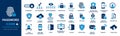 password icon set containing password, set, show, encryption, access, fingerprint, 2fa, phone, user, security etc Royalty Free Stock Photo