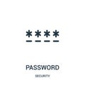 password icon vector from security collection. Thin line password outline icon vector illustration