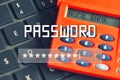 Password input on blurred background screen. Password protection