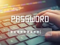 Password input on blurred background screen. Password protection against hackers