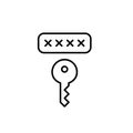 Password input box and key. Two-step security verification. Pixel perfect, editable stroke icon Royalty Free Stock Photo