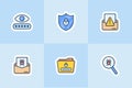 Password input security badge and email spam malware bugs icon for sticker or stickers set collection