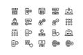 Password line icons. Authorization protection, user data application and service security, correct pin-code and password