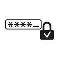 Password lock icon. Security input field. Privacy check concept. Safe protection element.
