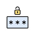 Password lock unlock icon. Simple color with outline vector elements of hacks icons for ui and ux, website or mobile application Royalty Free Stock Photo